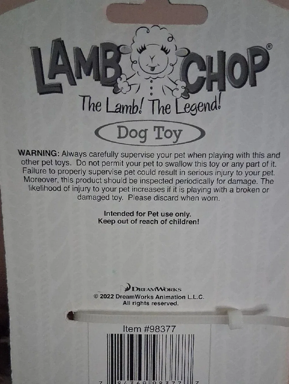 Lamb Chop Plush Dog Toy - White with Red Accents